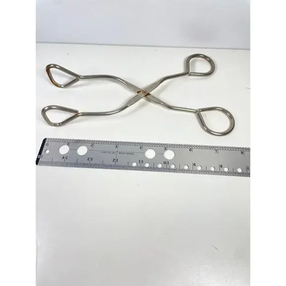 ECKO Kitchen Tongs Stainless Steel Cooking Grab Grasp Flip Utensil Vintage 8" - Picture 5 of 5